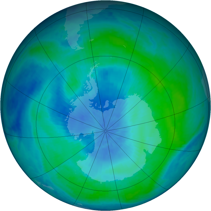 Antarctic ozone map for 24 February 2001